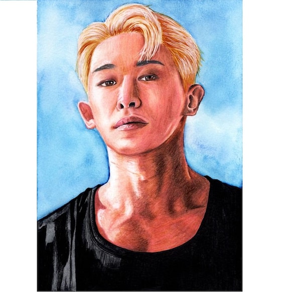 Wonho OPEN MIND Portrait Handmade Drawing Kpop Wall Art Decor - Etsy