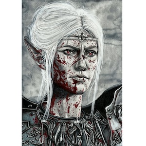 Baldur&#39;s Gate 3 Minthara portrait handmade drawing Wall Art Decor