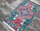 Unique anatolian patterned nomandic rug, matchless small rug , handmade Turkish door mat rug, Excellent quality wool rug 1.9 x 3.3 ft,Y399