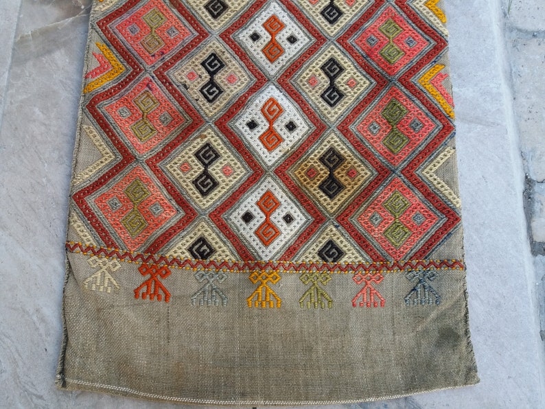 1.6 x 3.7 feet free shipping vintage rug Oriental unique turkish vintage small kilim rug grey color ethnic vintage turkish kilim rug