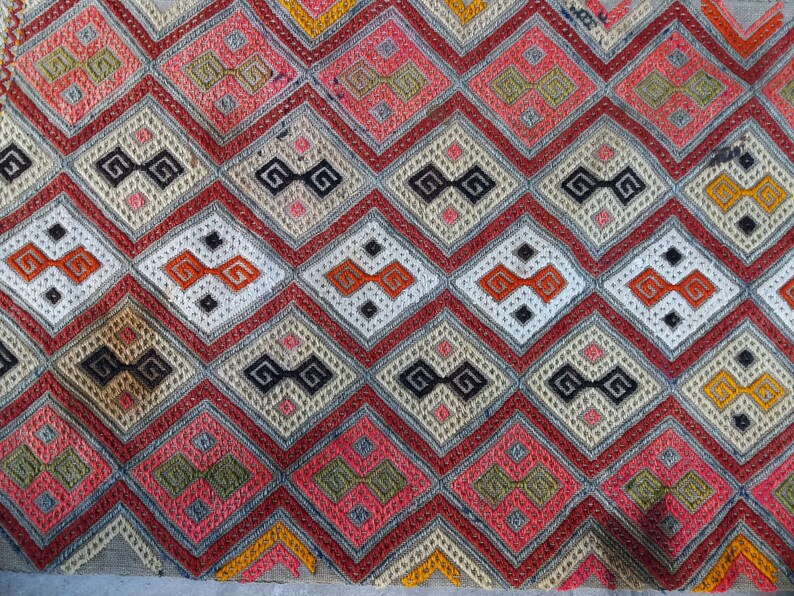 1.6 x 3.7 feet free shipping vintage rug Oriental unique turkish vintage small kilim rug grey color ethnic vintage turkish kilim rug