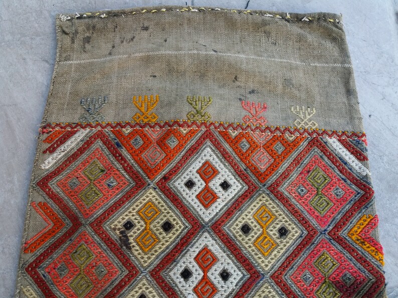 1.6 x 3.7 feet free shipping vintage rug Oriental unique turkish vintage small kilim rug grey color ethnic vintage turkish kilim rug