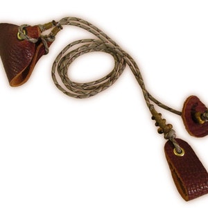 Shepherd Sling, Survival Gear Made in USA w Kevlar Thread, Tiger-Eye & Cognac Bison Leather