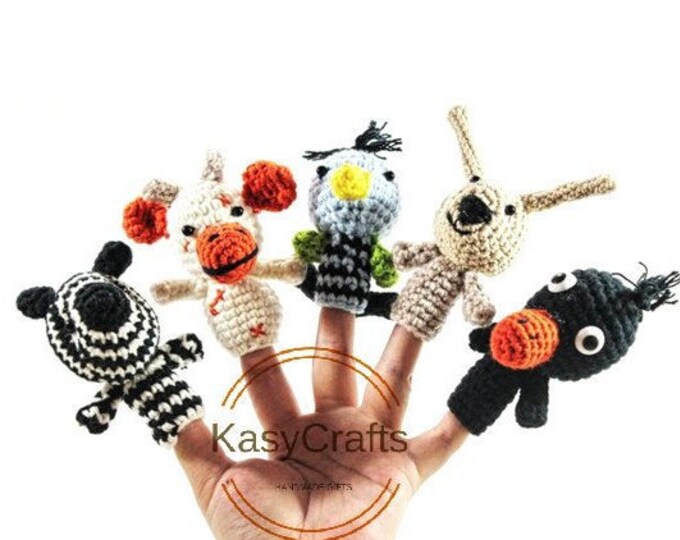 Handmade finger puppets, Crocheted puppets, Crocheted animals toys, finger puppets, Nursery Rhyme Finger Puppets, baby gifts, baby toys