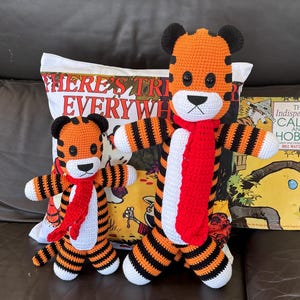 Handmade Crochet Tiger Stuffed Animal, Amigurumi Hobs Doll, Baby Shower Gift, Soft Nursery Decor, Comic Book Gift, Fast ship 3-5 Days
