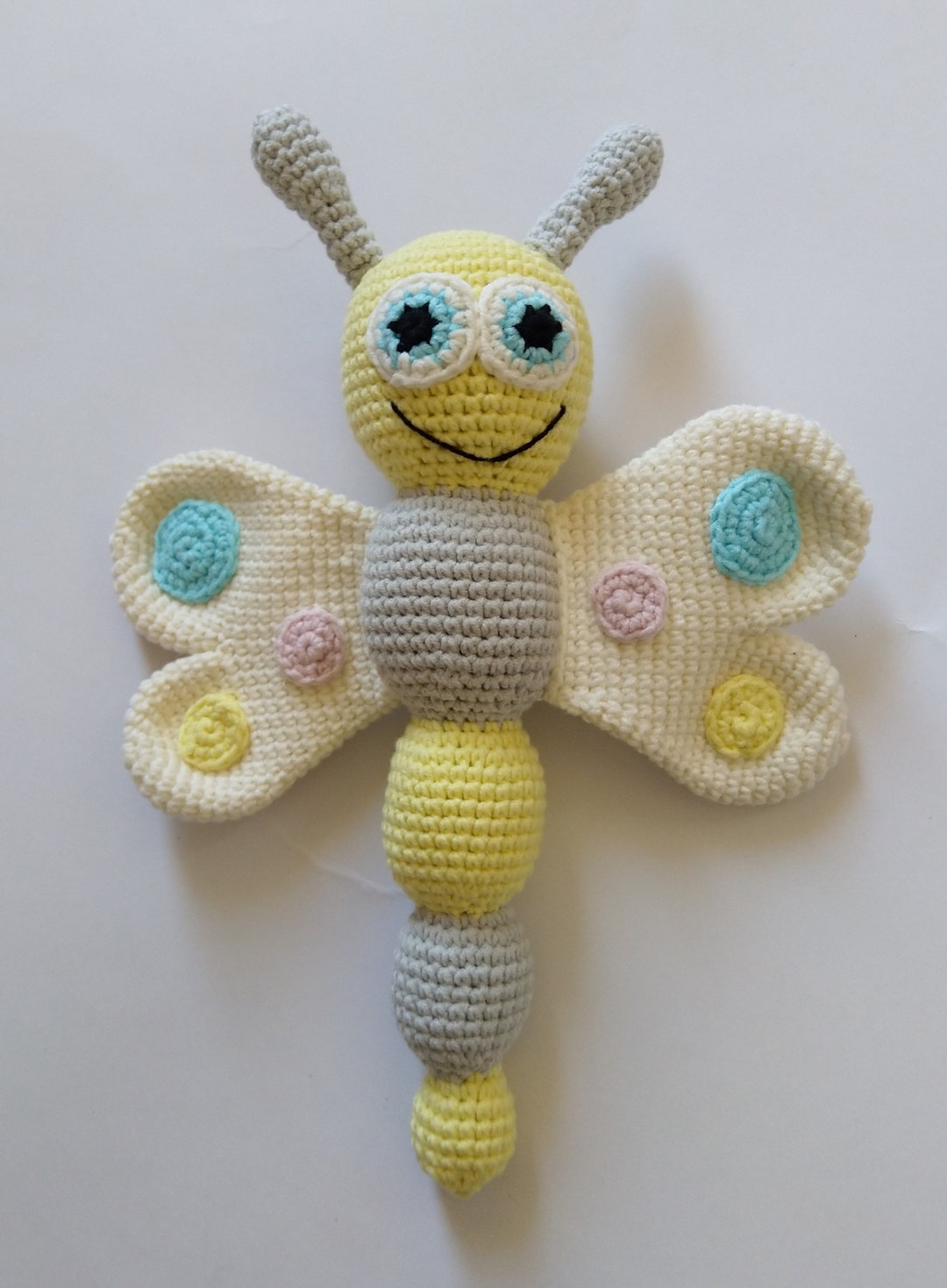 Crocheted Butterfly Rattle, Handmade Plush Baby Toy - Etsy
