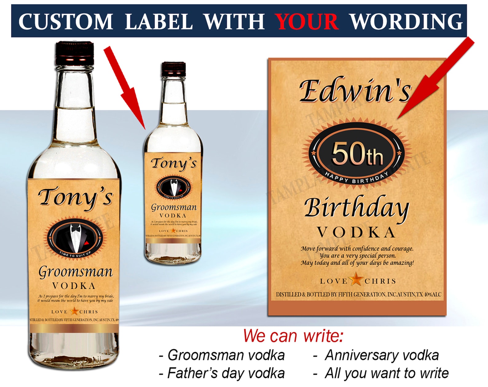 Personalized Tito's vodka label. Groomsman Titos labels. | Etsy