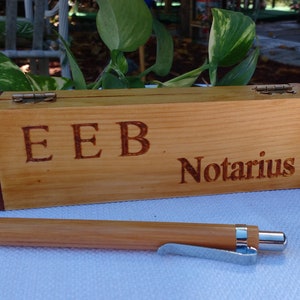Personalized Pen Box with Pen, Wooden Box, Custom Engraved Gift Box for Him, Dad Gift, Gift for Him, Notary Public Pen Box, Small Pen Box