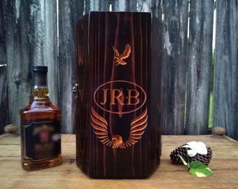 Personalized Bourbon Whiskey Box, Gift for Mom for Him, Bourbon Gifts for Whiskey Lovers, Handcrafted Bar Accessories Wooden Box