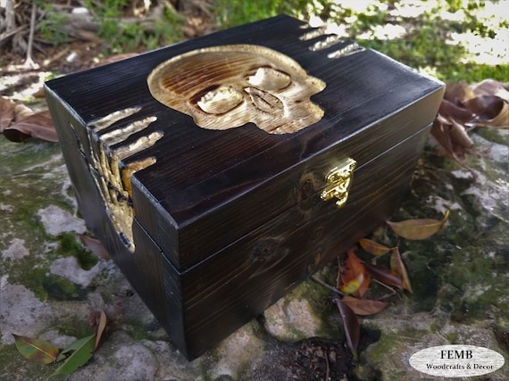 Halloween Dark Gothic Hand-painted Wood Jewelry Storage Box – 42shops