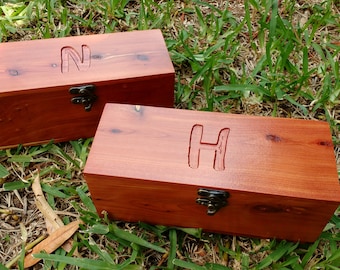 Personalized Memory Box Twin Set, Unique Keepsake Box Gift Set, Beautiful Cedar Small Wooden Boxes, Bridesmaid, Groomsmen, or Valentine