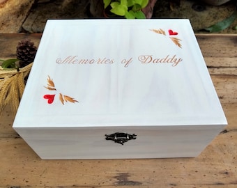 Personalized Large Keepsake Box, A Handcrafted Wooden Memory Box w. Built-in Photo Frame, White Stain Baby Photo Box, Perfect Wedding Gift