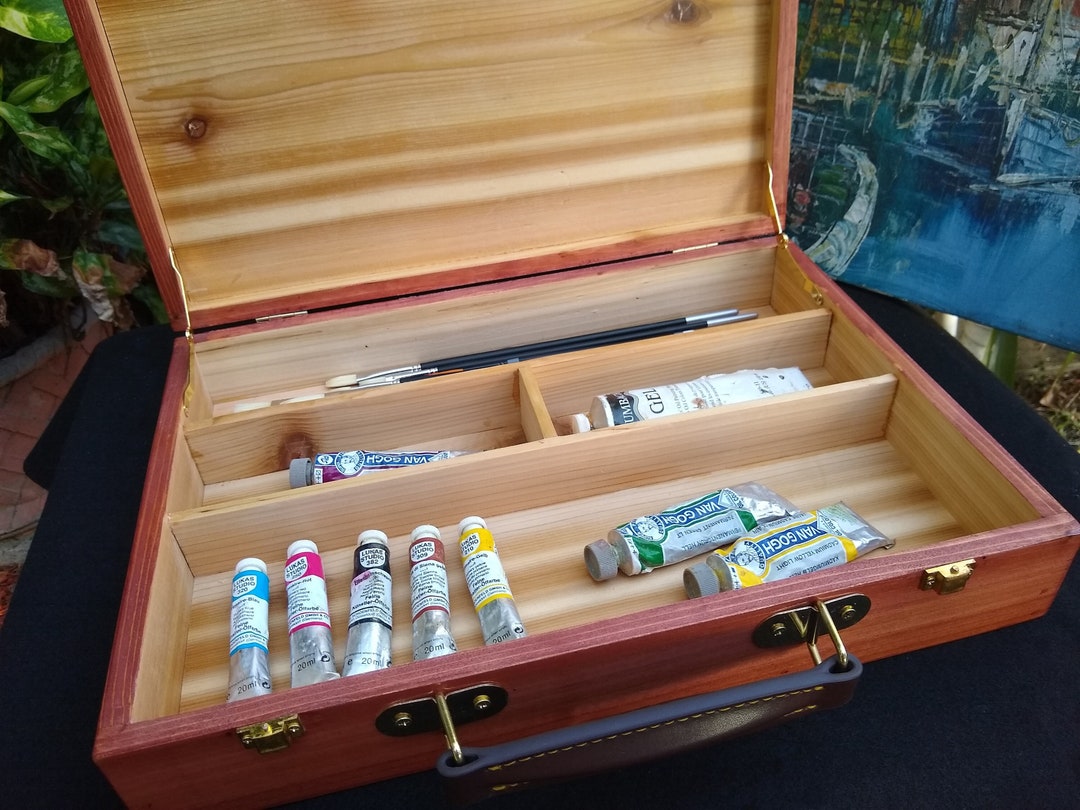 Briefcase Art Box With Compartment Divisions and Customizable Engraving