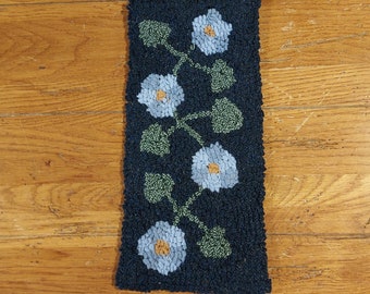Morning Glory Vine Primitive Hand Hooked Rug by Sharon Fitzpatrick Perry (6 X 13 inches)