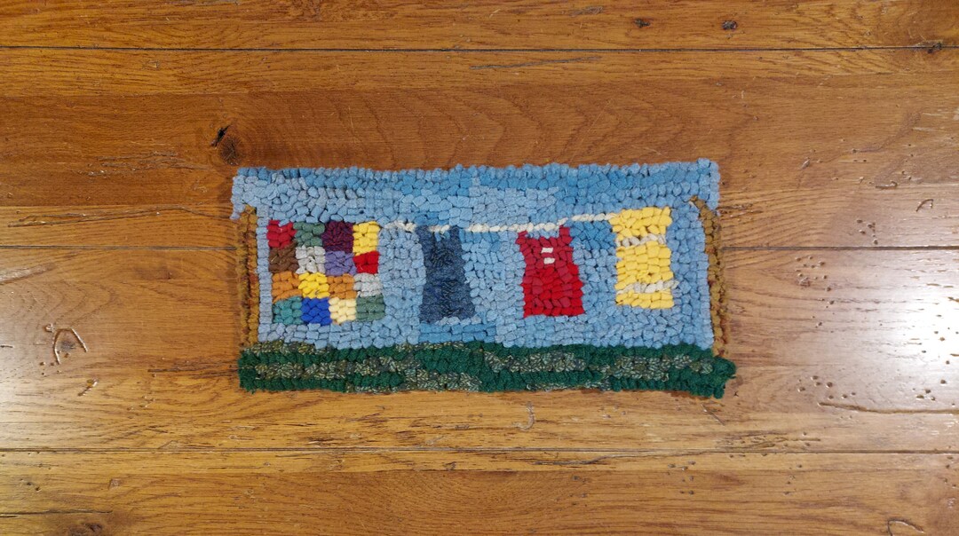 Wash Day Very Primitive Hand Hooked Rug by Sharon Fitzpatrick Etsy