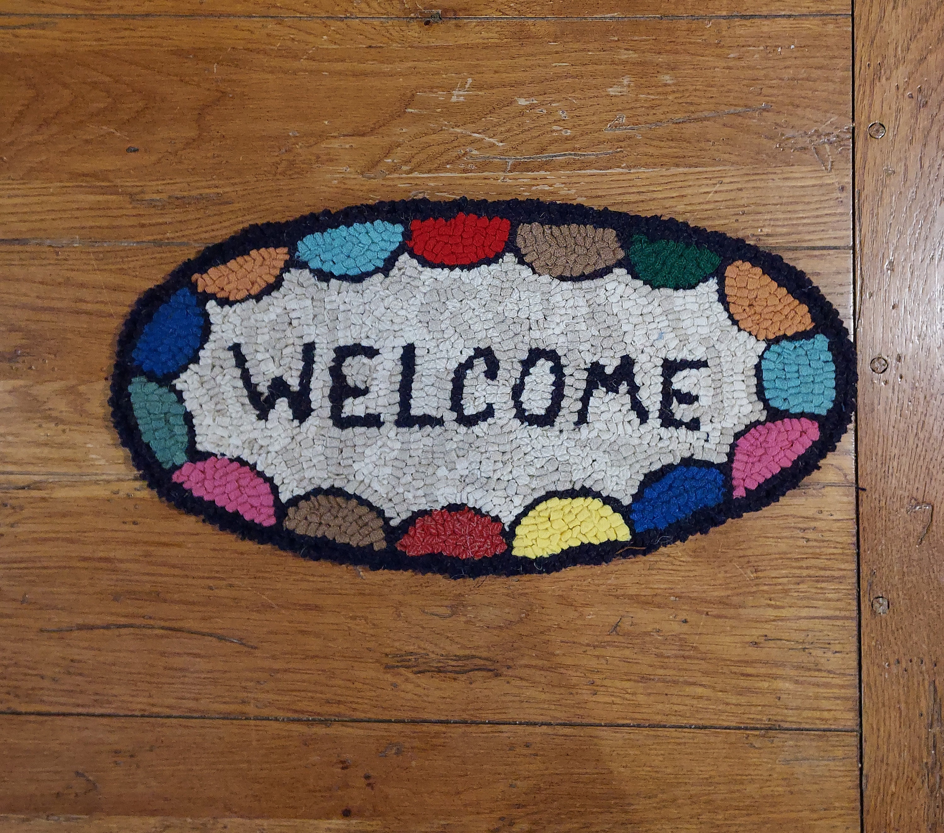 8 X 16 Oval WELCOME Original Hand Hooked Rug by Sharon Fitzpatrick ...