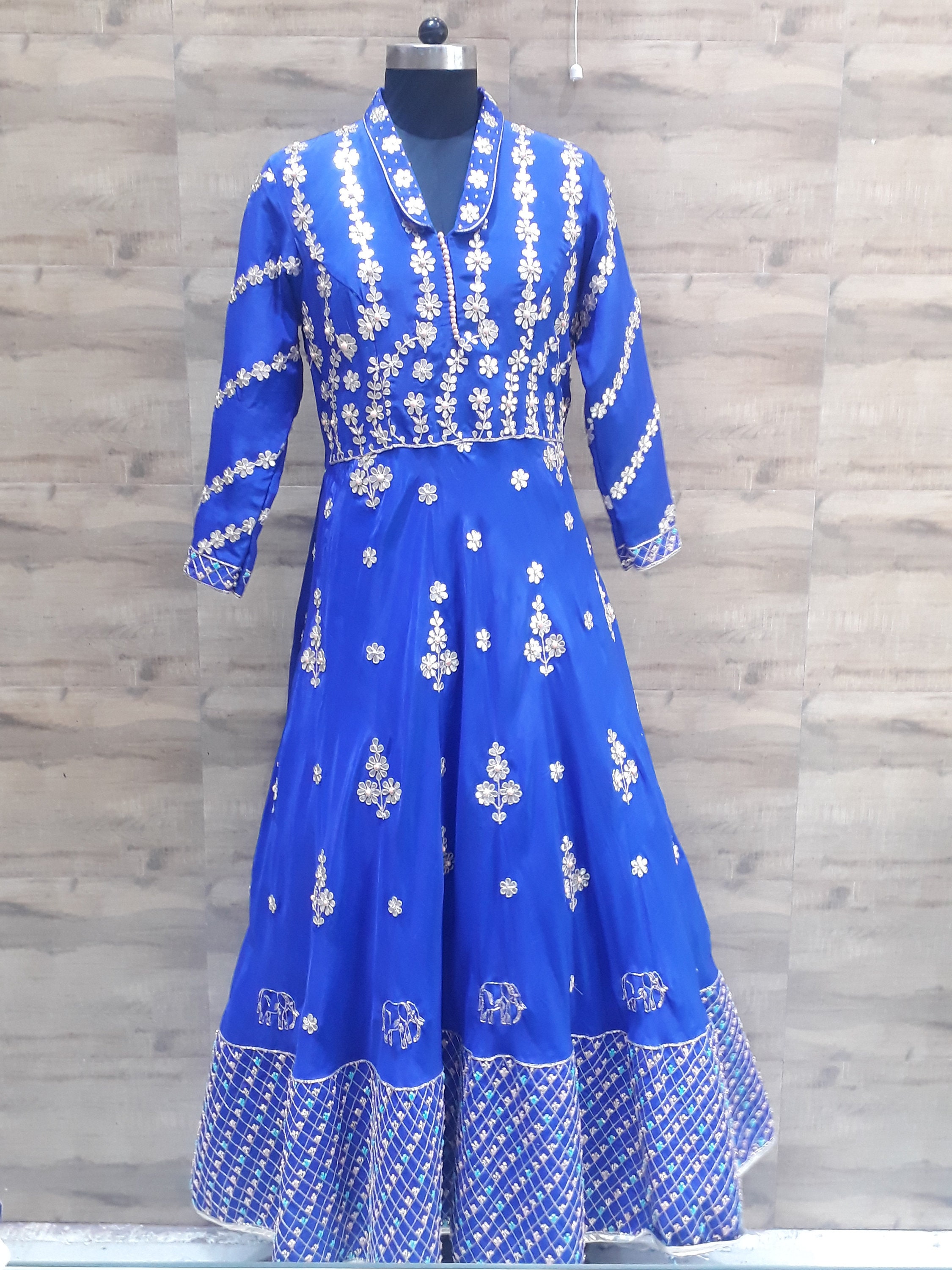 Handmade One Piece Gown On Natural Crape With Handwork Gota Etsy Handmade One Piece Gown On Natural Crape With Handwork Gota Etsy