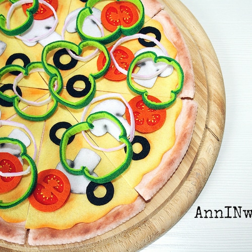 Play pizza Vegetarian pizza Toy pizza Play kitchen Play Etsy