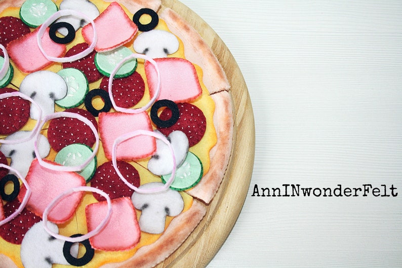 Play pizza Pizza puzzle Toy pizza Play kitchen Play food Etsy