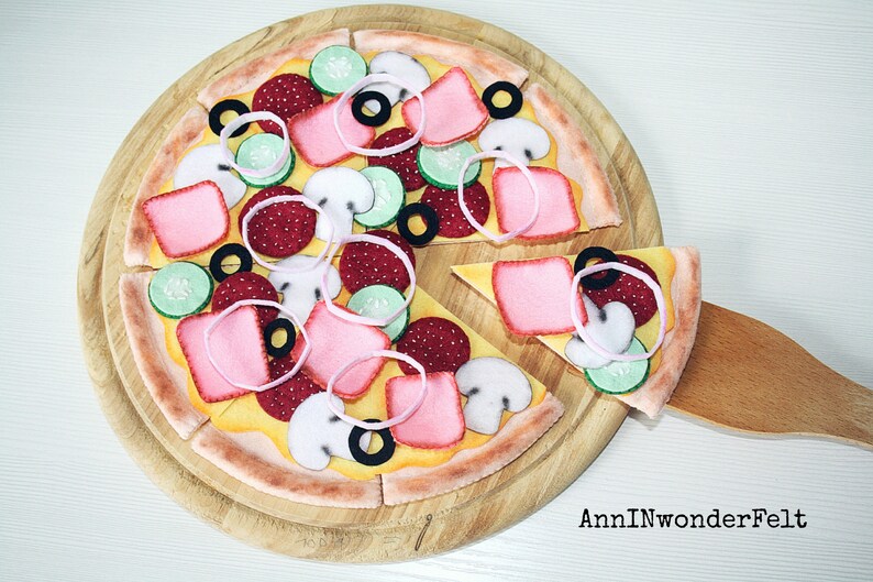 Play pizza Pizza puzzle Toy pizza Play kitchen Play food Etsy