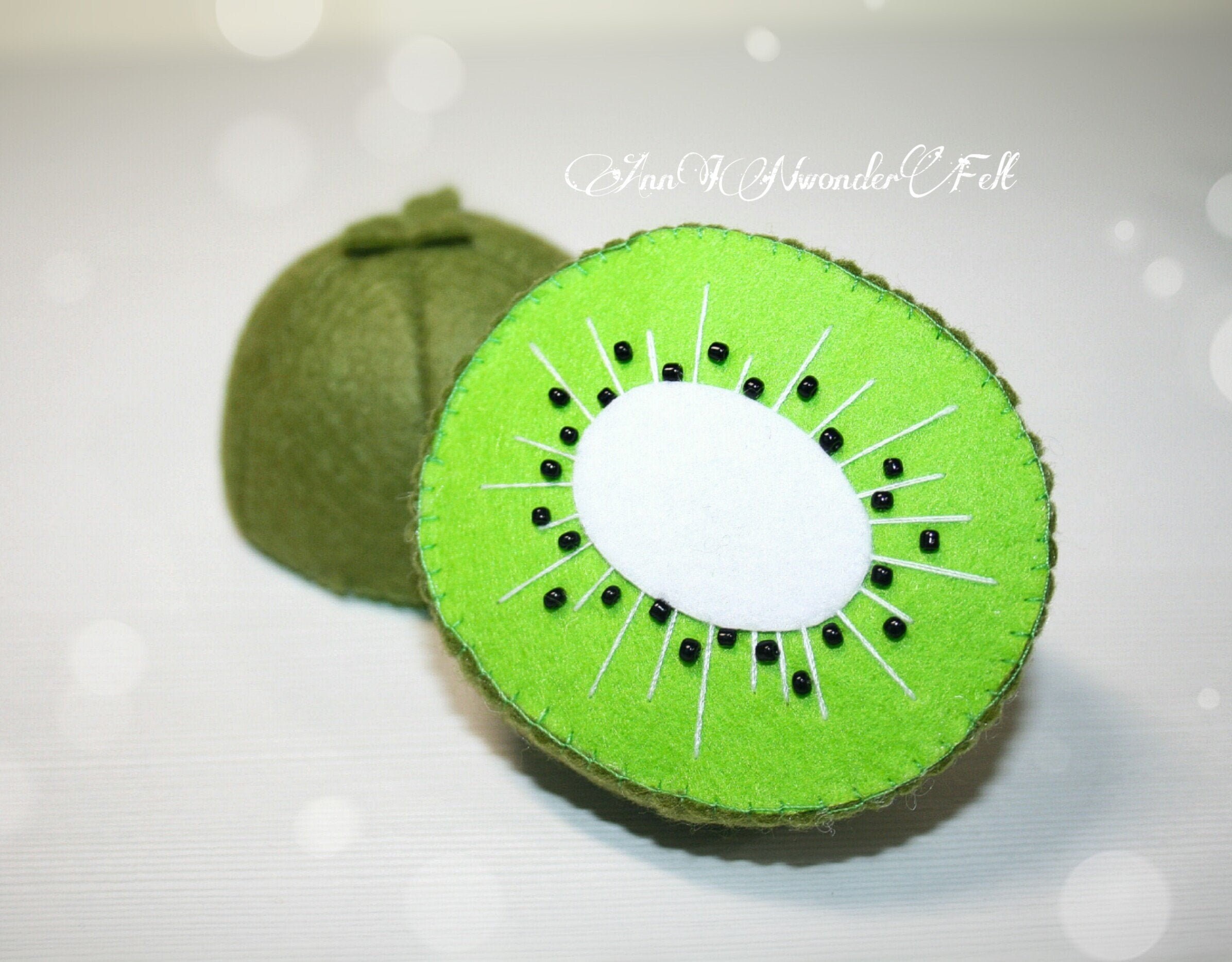 Play kitchen Kiwi toys Felt kiwi Kiwi halves Felt fruits Etsy