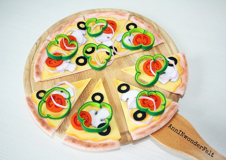 Play pizza Vegetarian pizza Toy pizza Play kitchen Play Etsy