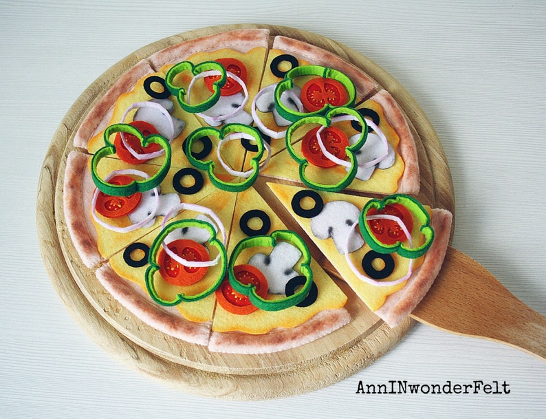 Play pizza Vegetarian pizza Toy pizza Play kitchen Play Etsy