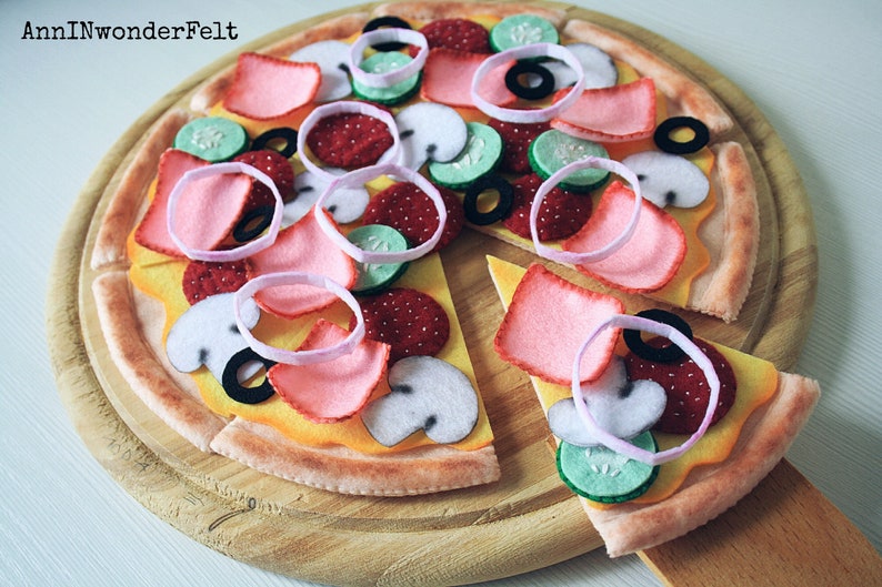 Play pizza Pizza puzzle Toy pizza Play kitchen Play food Etsy