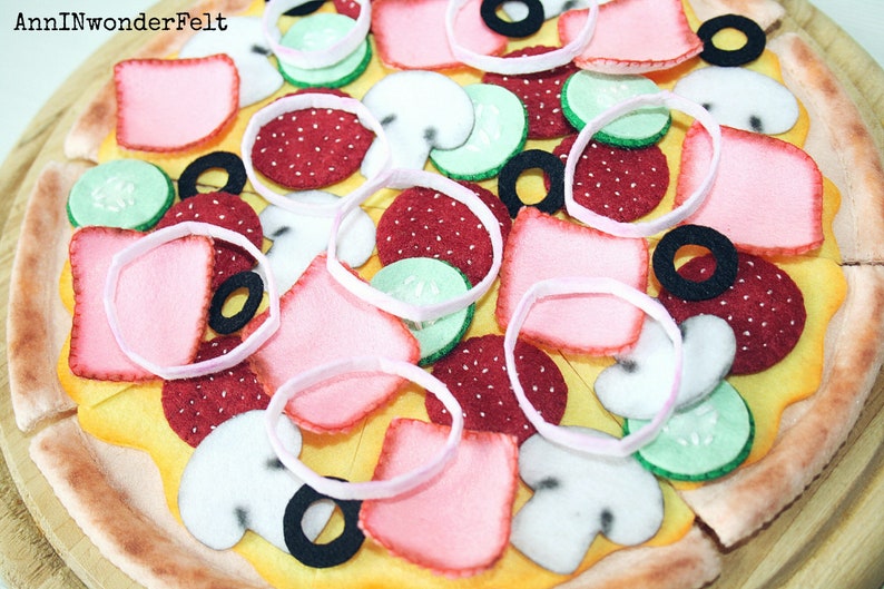 Play pizza Pizza puzzle Toy pizza Play kitchen Play food Etsy