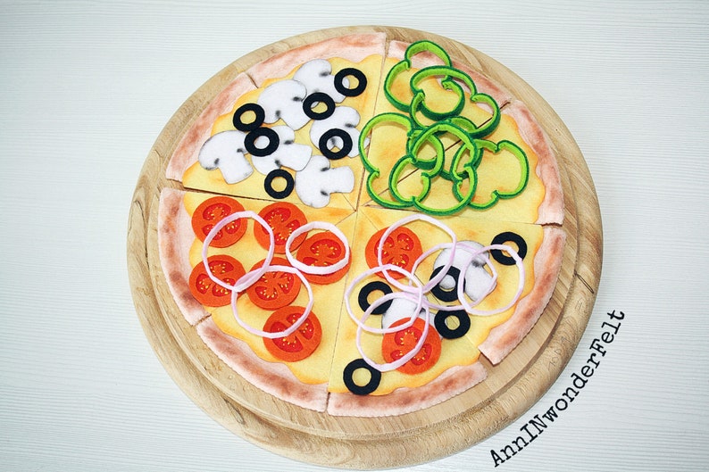 Play pizza Vegetarian pizza Toy pizza Play kitchen Play Etsy