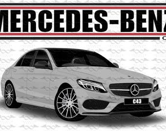 Bandera/estandarte Mercedes Benz C43 AMG - PLATEADO 150 cm x 90 cm NUEVO