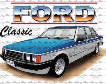 Bandera/estandarte Ford ZJ Fairlane Sedan AZUL/PLATEADO 150 cm x 90 cm nuevo
