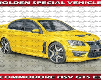 Bandera/pancarta amarilla Holden Special Vehicles HSV VE E3 GTS Sedan 150 cm x 90 cm nueva
