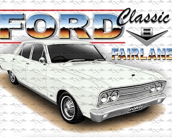 Bandera/pancarta blanca Ford ZA Fairlane Sedan de 150 cm x 90 cm NUEVA