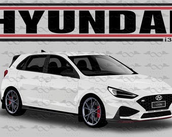 Hyundai i30N 5 Door Hatch WHITE flag/banner 150cm x 90cm NEW