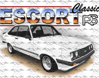 Bandera/estandarte blanco Ford Escort RS2000 MK2, 150 cm x 90 cm, NUEVO