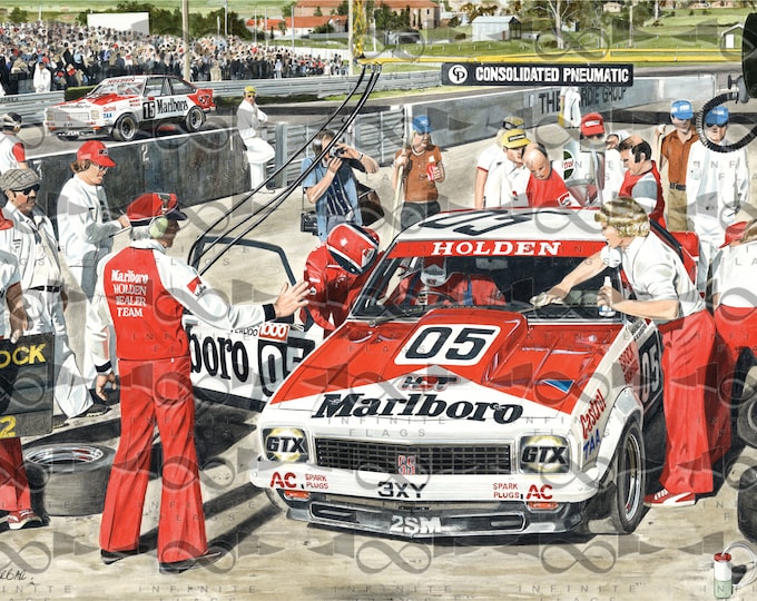 Featured listing image: Peter Brock 1978 Bathurst Holden A9X Torana Pitstop flag/banner 150cm x 95cm NEW