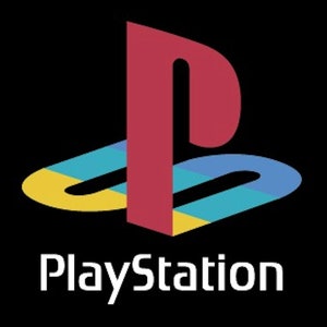 May include: The PlayStation logo features a stylised red P standing upright over a horizontal blue S. The S is segmented into yellow, green, and blue sections. The word PlayStation is written in white sans-serif text below the graphic icon.