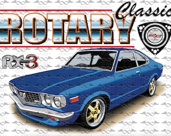Bandera/pancarta Mazda RX3 Rotary AZUL 150 cm x 90 cm NUEVA