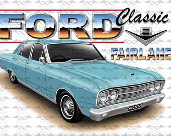 Bandera/pancarta azul Ford ZA Fairlane Sedan 150 cm x 90 cm NUEVA