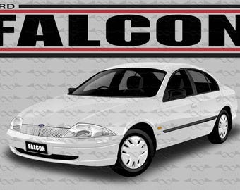 Ford Falcon AU Sedan WHITE flag/banner 150cm x 90cm NEW
