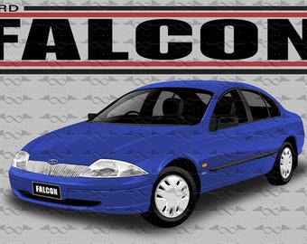 Ford Falcon AU Sedan BLUE flag/banner 150cm x 90cm NEW