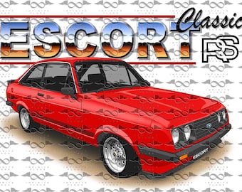 Bandera/pancarta roja Ford Escort RS2000 MK2 150 cm x 90 cm NUEVA
