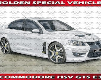 Bandera/pancarta blanca Holden Special Vehicles HSV VE E3 GTS Sedan, 150 cm x 90 cm, nueva.