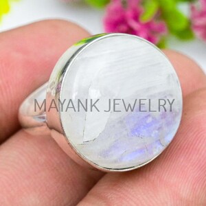 Verstelbare ring maansteen, etnische handgemaakte edelsteenring, vintage stijl ring, cadeau voor haar, 925 sterling verzilverde sieraden (MKAD-41)