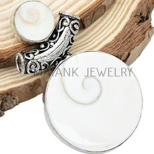 Shiva öga snäckskal ädelstenshänge, handgjorda smycken, unikt hänge, julklapp till henne, 925 sterlingsilverpläterade smycken (MK-68-LOT)