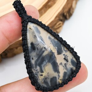 Wave Jasper Macrame Pendant, Daily Wear Pendant, Christmas Gift, Healing Pendant, Gemstone Handmade Macrame Pendant Jewelry MK-101-16