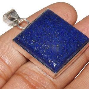 Lapislazuli-Edelsteinanhänger, schlichtes Design-Anhänger, ethnischer handgefertigter Anhänger des täglichen Gebrauchs, 925 Sterlingsilber überzogener Schmuck (MK-26-LOT)