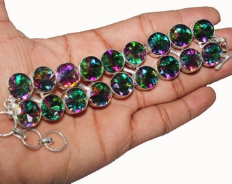 Mystic Topaz Bracelet, Designer Handmade Bracelet, Christmas Gift, Party Wear Bracelet, 925 Sterling Silver Plated Bracelet (MK-24-LOT)