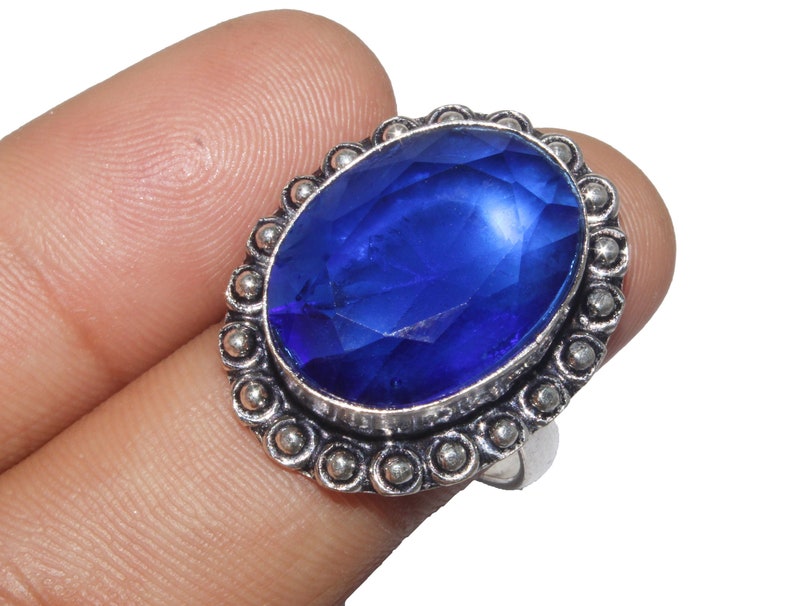 Vintage Jewelry Ring Tanzanite Ring MK-23 Ethnic Jewelry Handmade Gemstone Ring 925 Sterling Silver Plated Jewelry Size 8.5